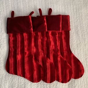 Set of 4 Christmas Red Velvet Stockings Fam Xmas